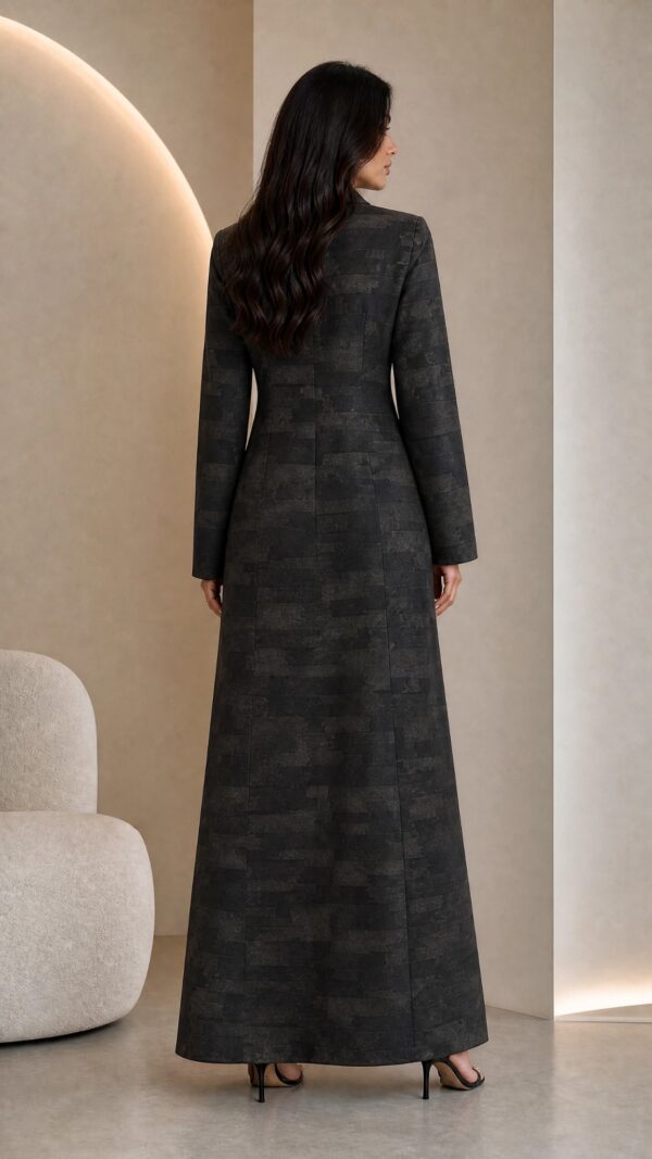 Grey abaya full slim fit back compressed 600x1067